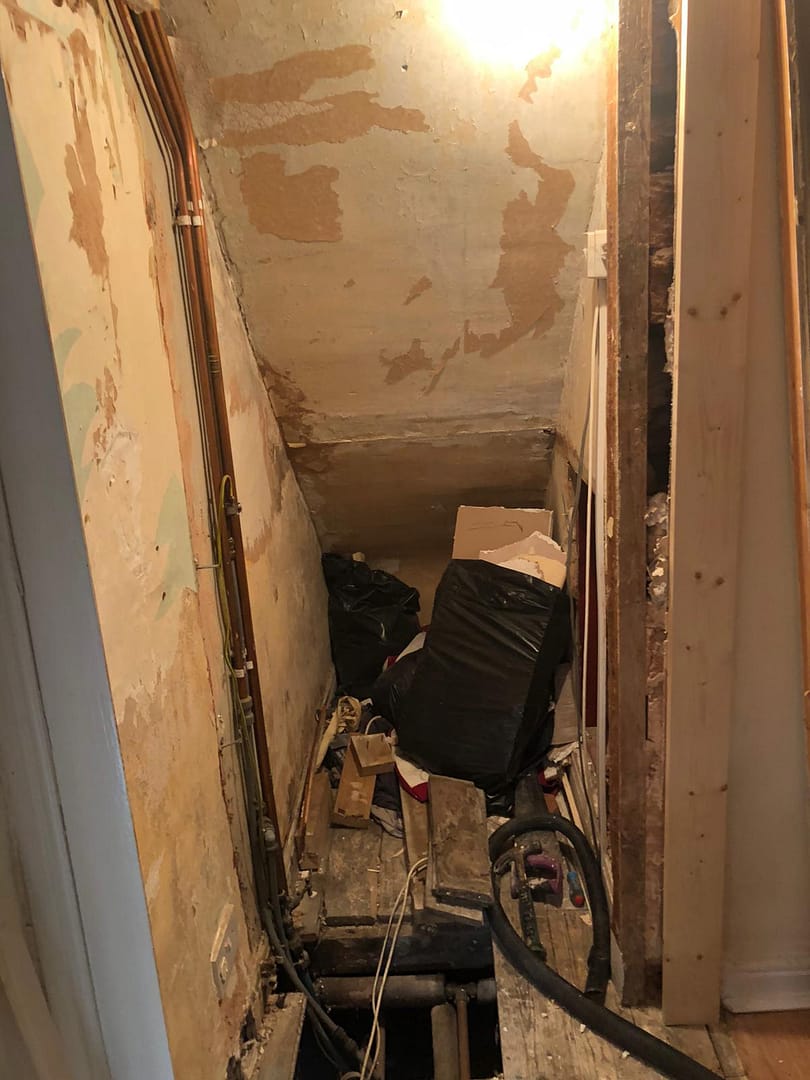 Converting understairs cupboard to a cloakroom. Step 1